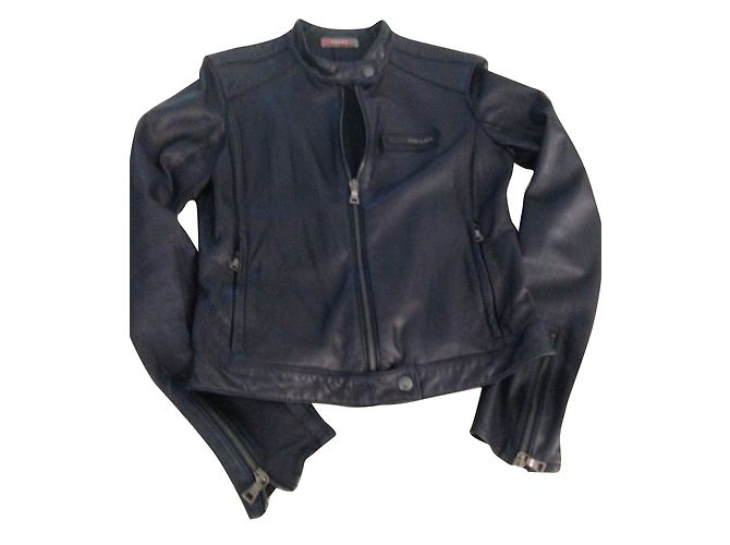 Prada Lammlederjacke Navy Blau Größe 36 Marineblau