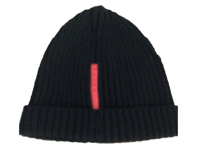 Prada Hat Beanie Black Wool  ref.45286