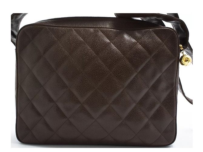 Chanel Handbag Dark Brown Caviar Leather