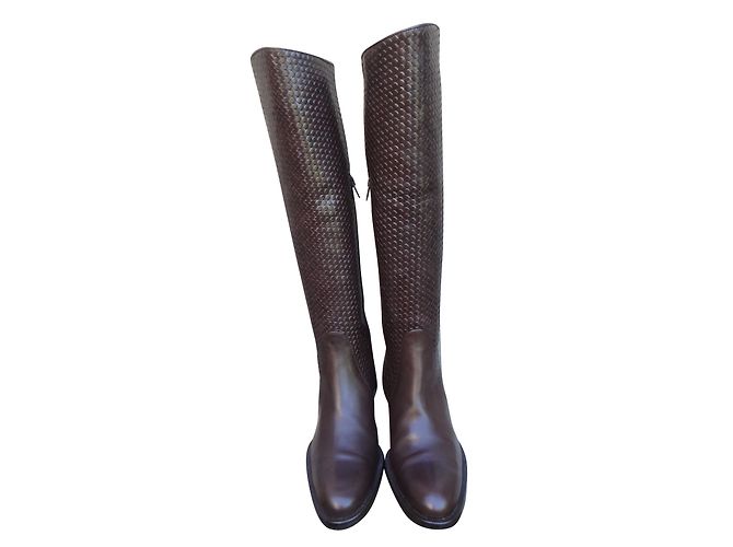Botas Stéphane Kelian de couro trançado marrom escuro Castanho escuro