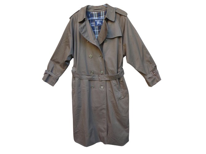 Burberry Trench coat Coton Polyester Marron  ref.45355