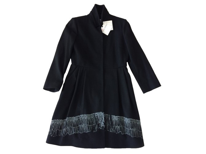Red Valentino Coats, Outerwear Black Wool  ref.45375