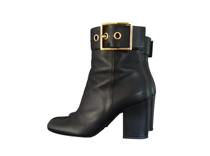 Gucci Ankle Boots Black Leather  ref.45380