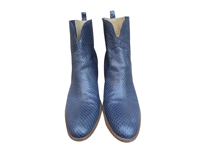 Sartore Ankle Boots Blue Python Leather