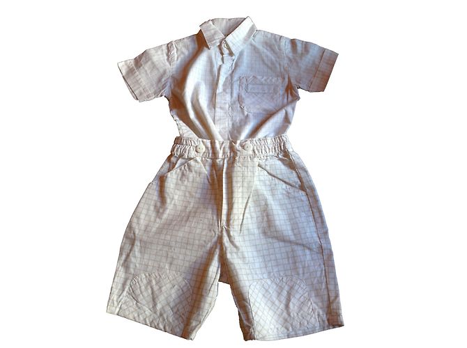 Autre Marque Ensemble 2 pièces Grain de Ble garçon blanc coton 9 mois