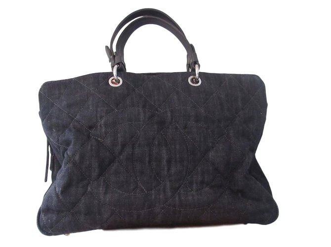 Chanel Tote bag Blu Tela  ref.45548