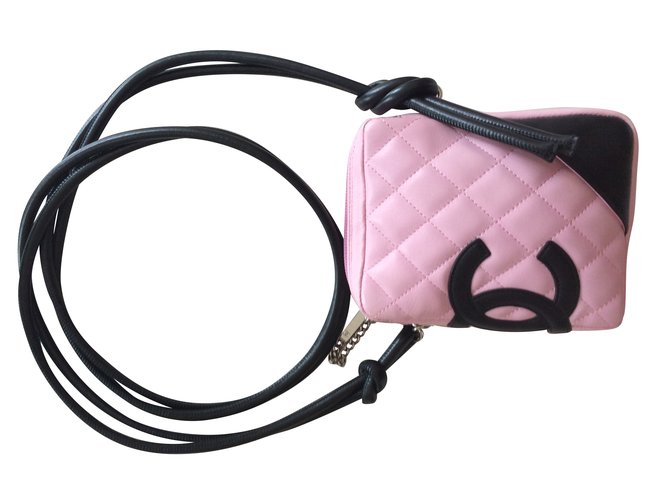 Chanel Saco de Cambon Rosa Couro  ref.45560