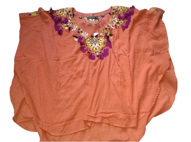 Antik Batik Kleider Koralle Baumwolle  ref.45603