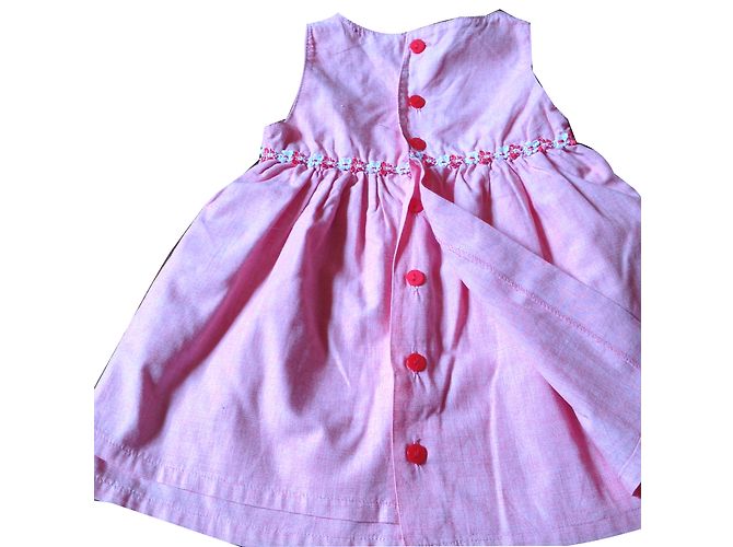 Autre Marque Vestido de festa rosa de algodão com bordado 6 meses