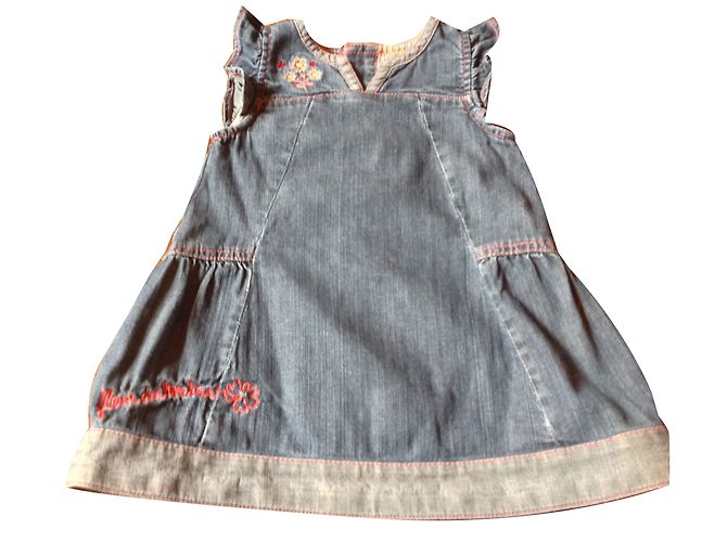 Autre Marque Abito in denim blu navy con ricami