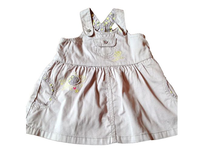 Autre Marque Vestido de verão de algodão taupe com botões e bolsos
