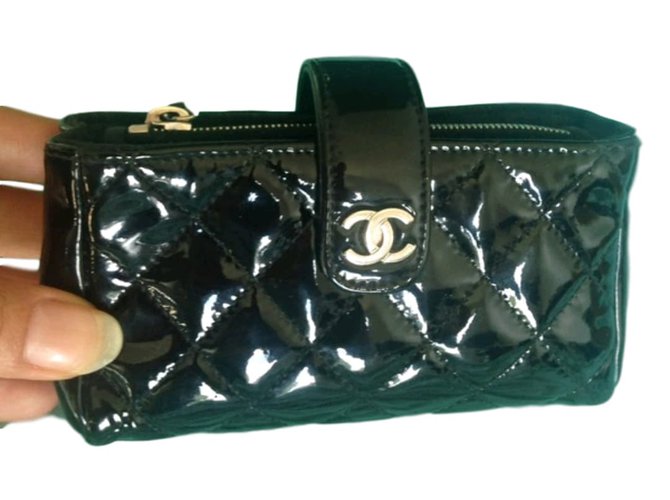 Chanel Porte monnaie Cuir vernis Noir  ref.45690