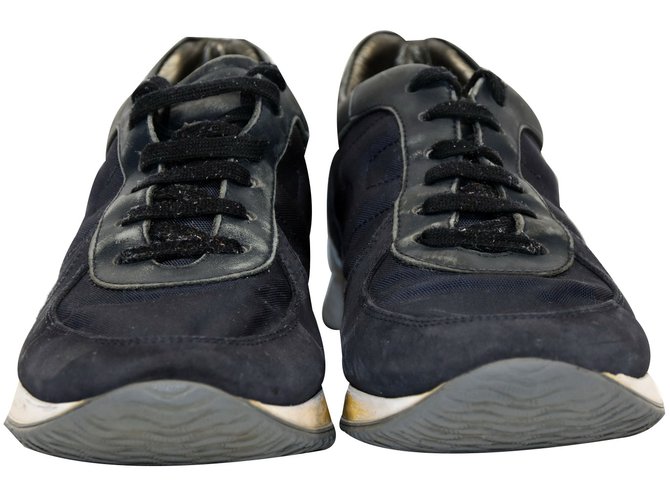 Hogan Sneakers Navy blue Cloth Deerskin  ref.45719
