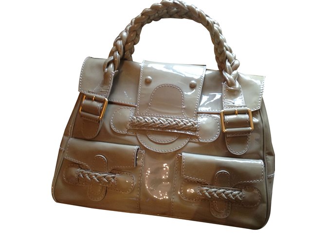 Valentino Handbags Beige Caramel Patent leather  ref.45734