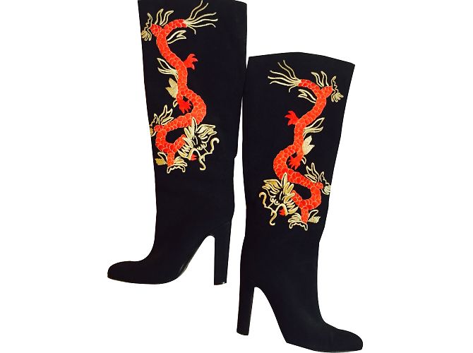 Patrick Cox Boots Black Red Golden