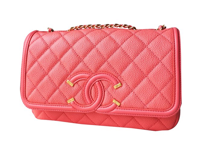 Chanel Handbag Coral Leather  ref.45755