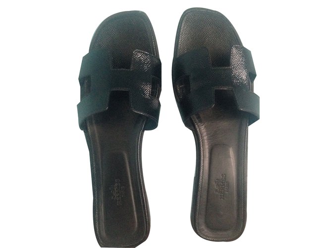 hermes sandals black patent leather