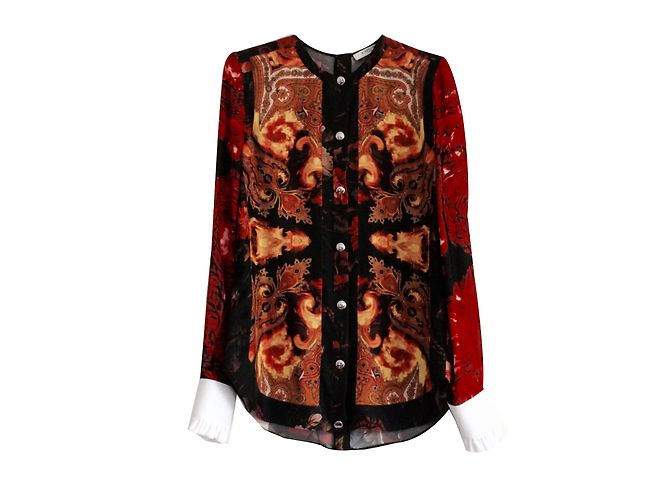Camisa de seda Givenchy Broque and Fire roja