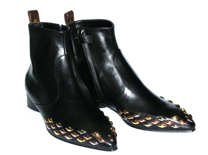 Louis Vuitton Ankle Boots Black Leather  ref.45838