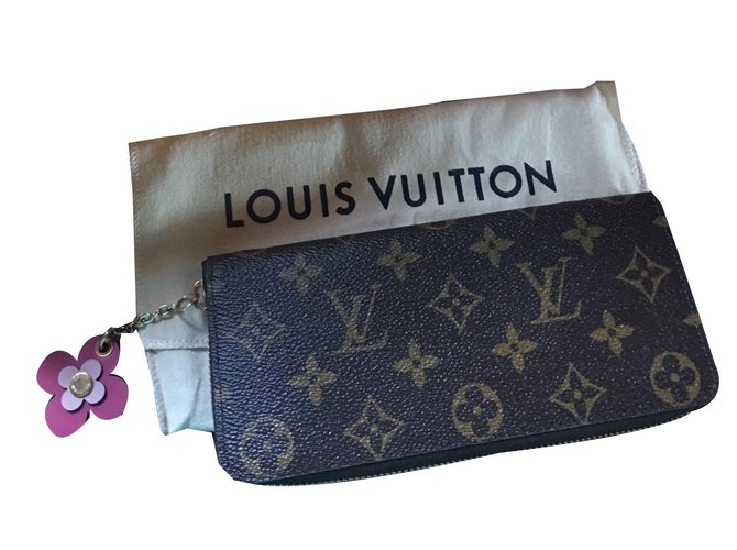 LOUIS VUITTON Clemence Monogram Canvas Wallet Brown