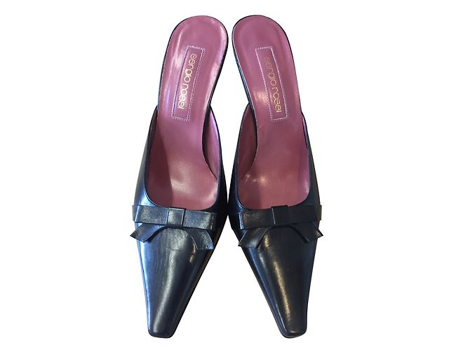 Mules Sergio Rossi em couro preto 39,5