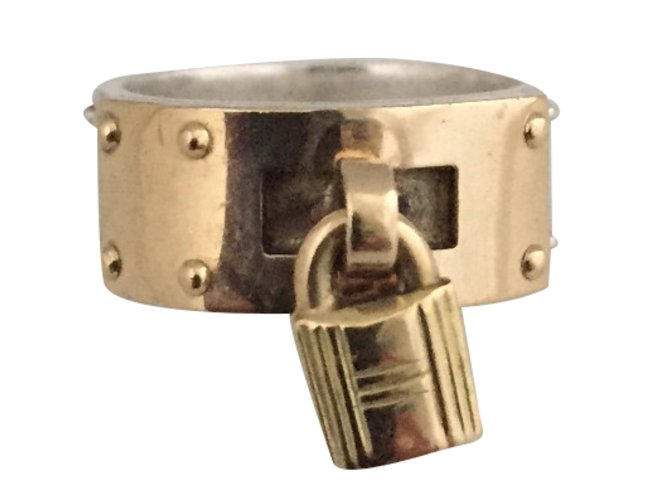 Hermès Kelly gold and silver Ring Silvery  ref.45919