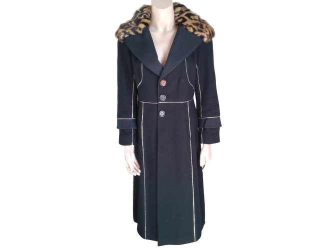 Louis Vuitton Coat Black Wool  ref.45927