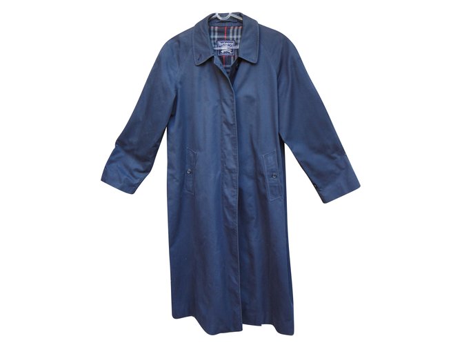 Burberry Trench coats Navy blue Cotton Polyester  ref.45945
