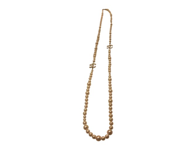 Chanel Long necklace Beige  ref.45996