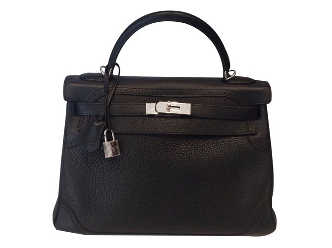 Kelly Hermès Handbags Black Leather  ref.46069