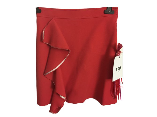 Msgm Skirts Red Polyester Viscose  ref.46106