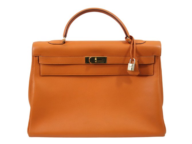 Kelly Hermès Handtaschen Orange Leder  ref.46111
