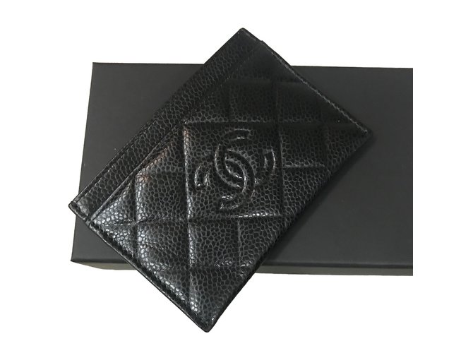 Chanel Portecarte Cuir Noir  ref.46126