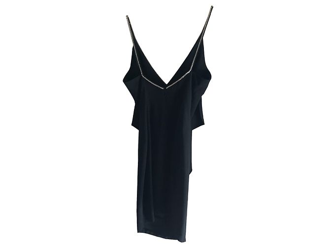 Azzaro Schwarzes Viscose Kleid mit Strass an den Trägern