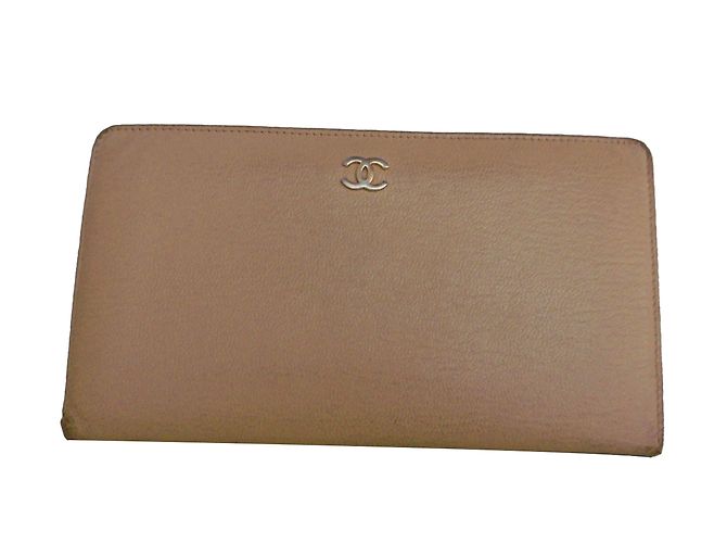 Chanel Geldbörse, Brieftasche, Fall Beige Leder