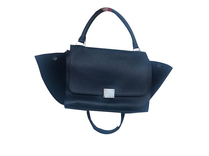 Céline Trapez Handtasche aus schwarzem Leder