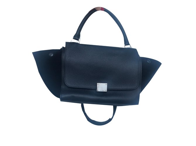 Céline Trapèze Cuir Noir  ref.46252