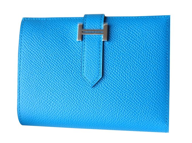 Hermès Geldbörse, Brieftasche, Fall Blau Leder  ref.46342