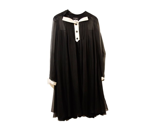 Chanel Dress Black Silk  ref.46348