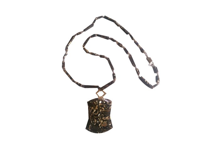 Lanvin Necklaces Brown Black Golden Metal  ref.46358