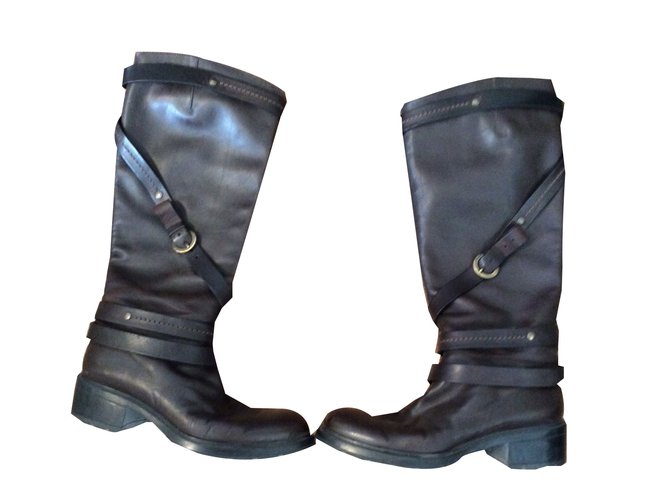 Hogan Boots Brown Leather  ref.46395