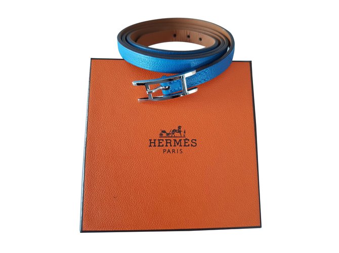 Hermès Bracelet HERMES BEHAPI MULTITOUR Cuir Bleu  ref.46451