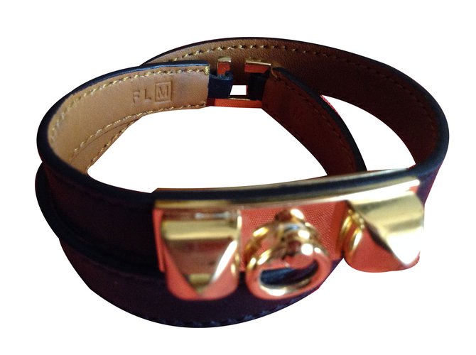 Hermès Bracelets Cuir Noir  ref.46595