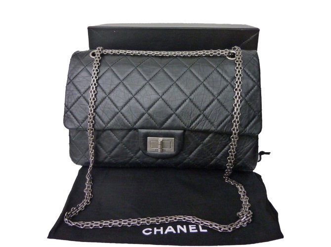 Chanel 2.55 jumbo noir Cuir  ref.46604
