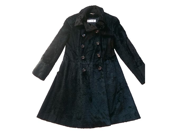 Abrigo Sportmax Negro Efecto Terciopelo Algodón Viscosa 42FR