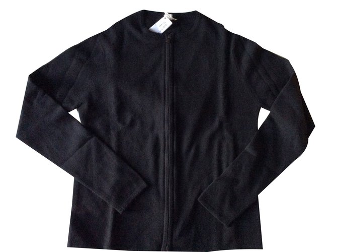 Hermès Twin set black cashmere  with iconic "hermes lock" zip detail Cachemire Noir  ref.46657