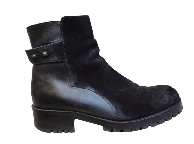Autre Marque Accessoire Diffusion Ankle Boots Black Leather Deerskin  ref.46780