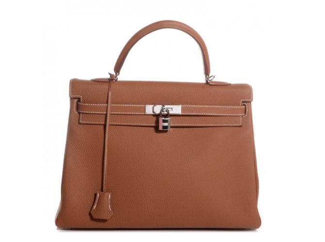 Hermès Sac HERMES Kelly 35 cm Togo Gold Camel Cuir Caramel  ref.46783