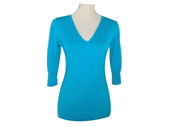 Autre Marque Nathalie Garçon Türkisfarbener Strickpullover Viscose 38FR Blau