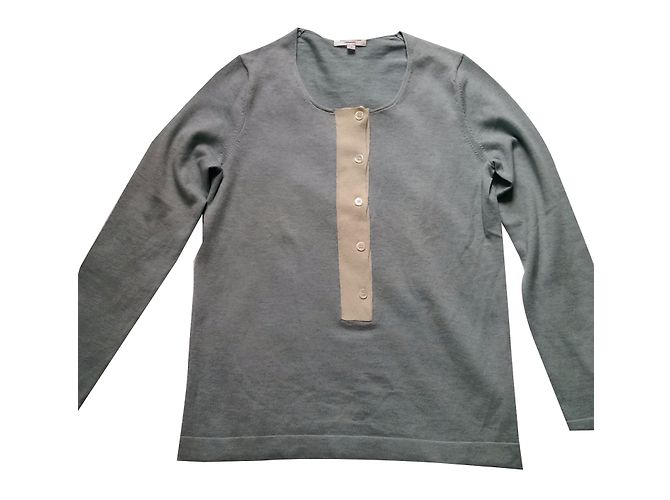 Eric Bompard Kaschmir und Seide Pullover Blau Creme Roh 